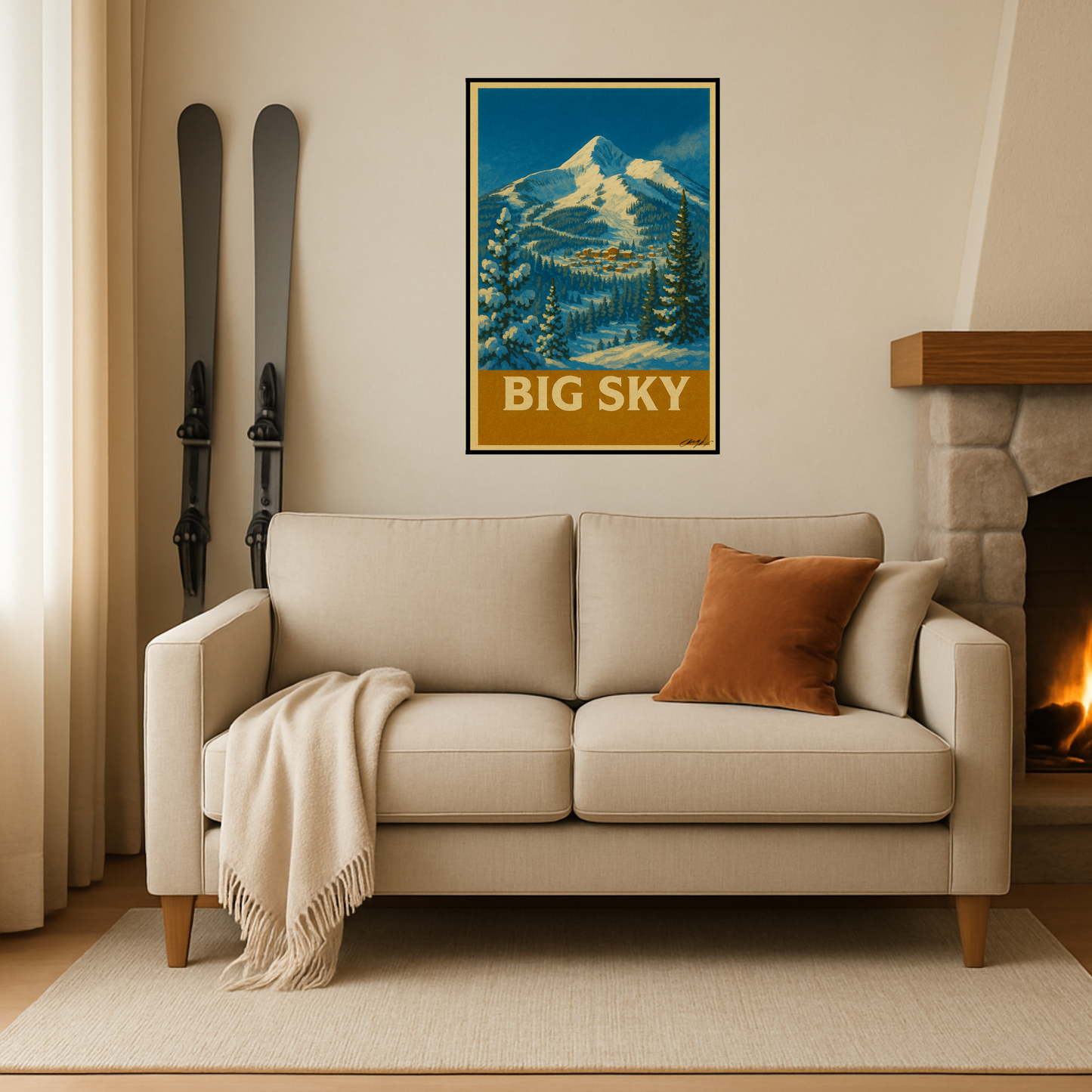 'Big Sky' Ski Destination Poster