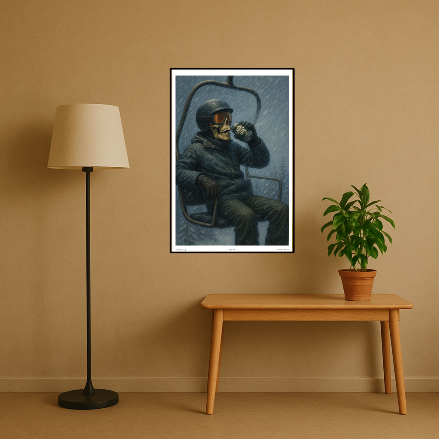 'Night Halt' Ski Poster