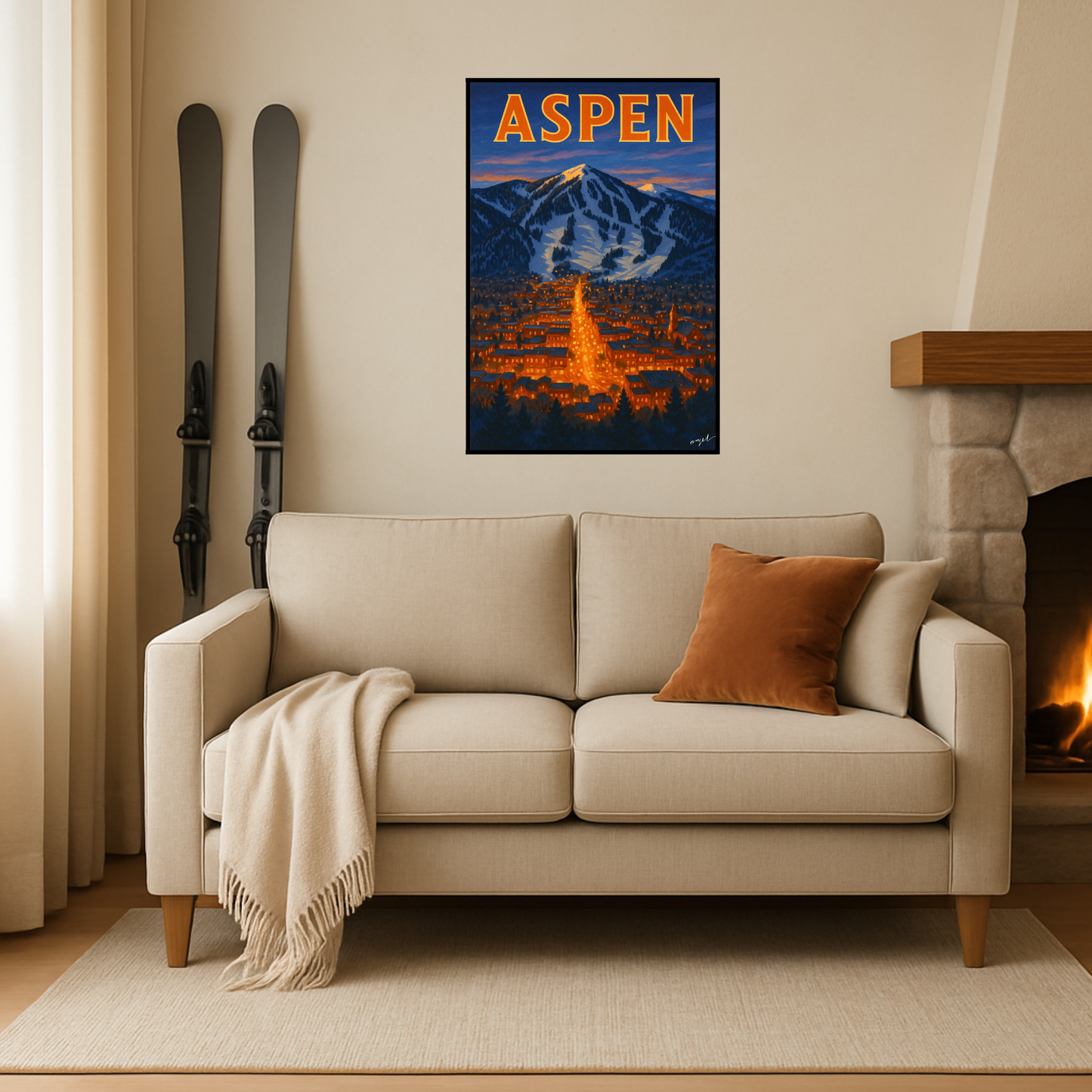 'Aspen' Ski Destination Poster