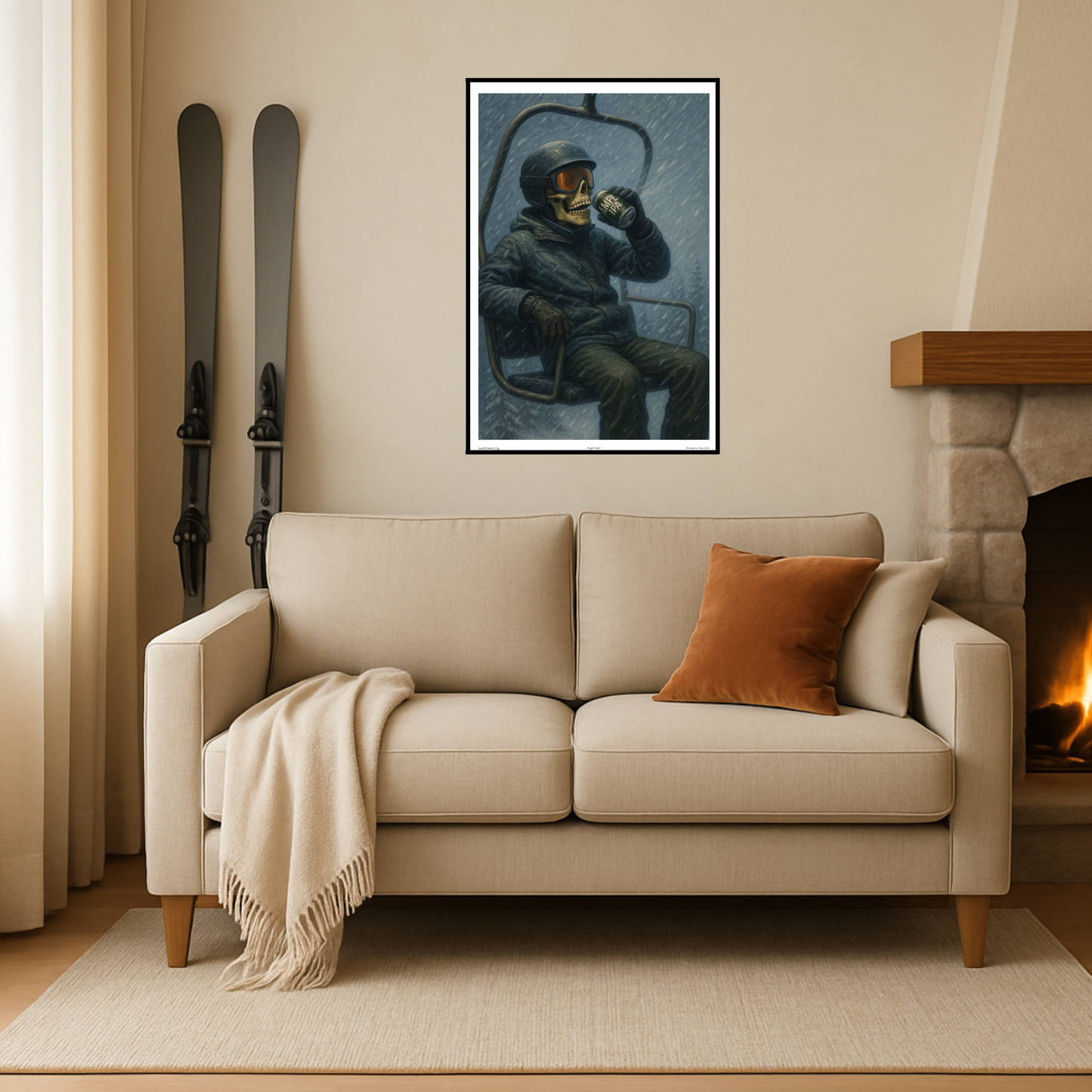 'Night Halt' Ski Poster