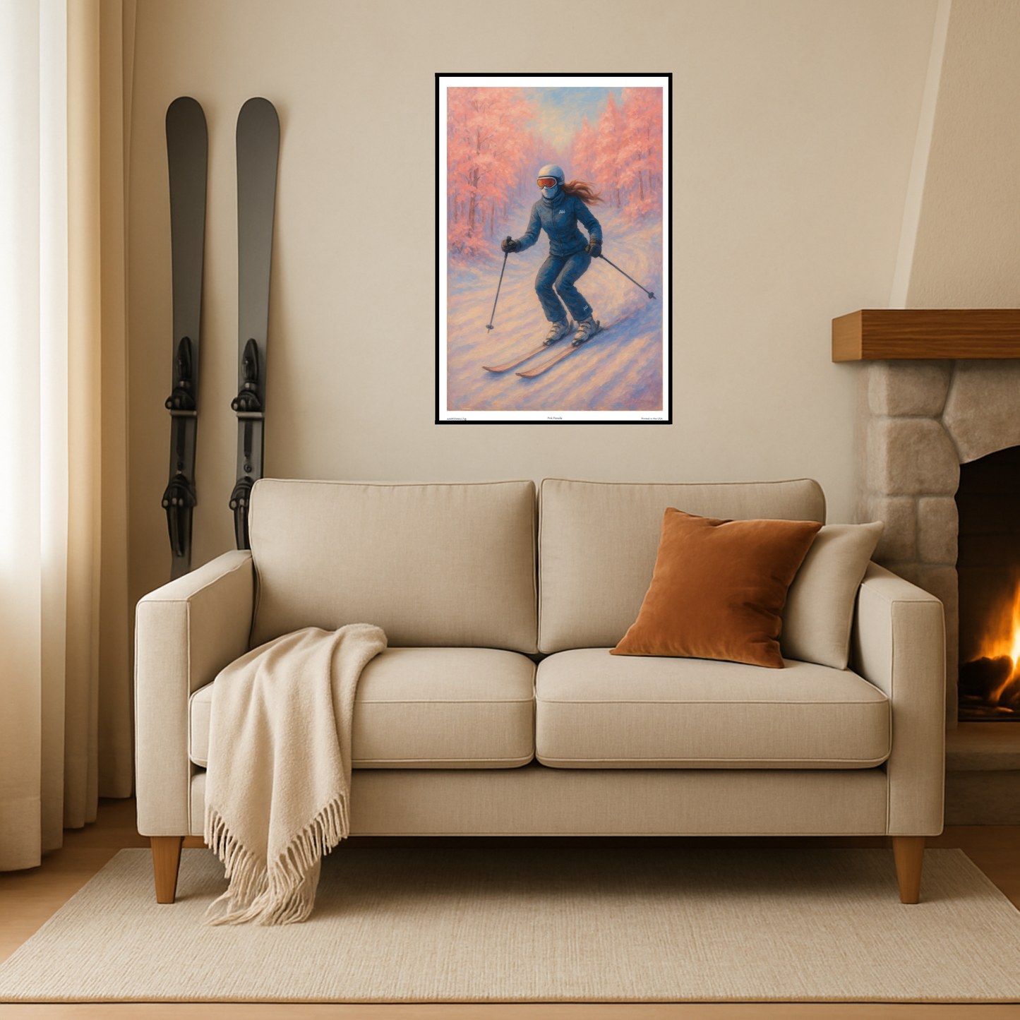 'Pink Parade' Ski Poster
