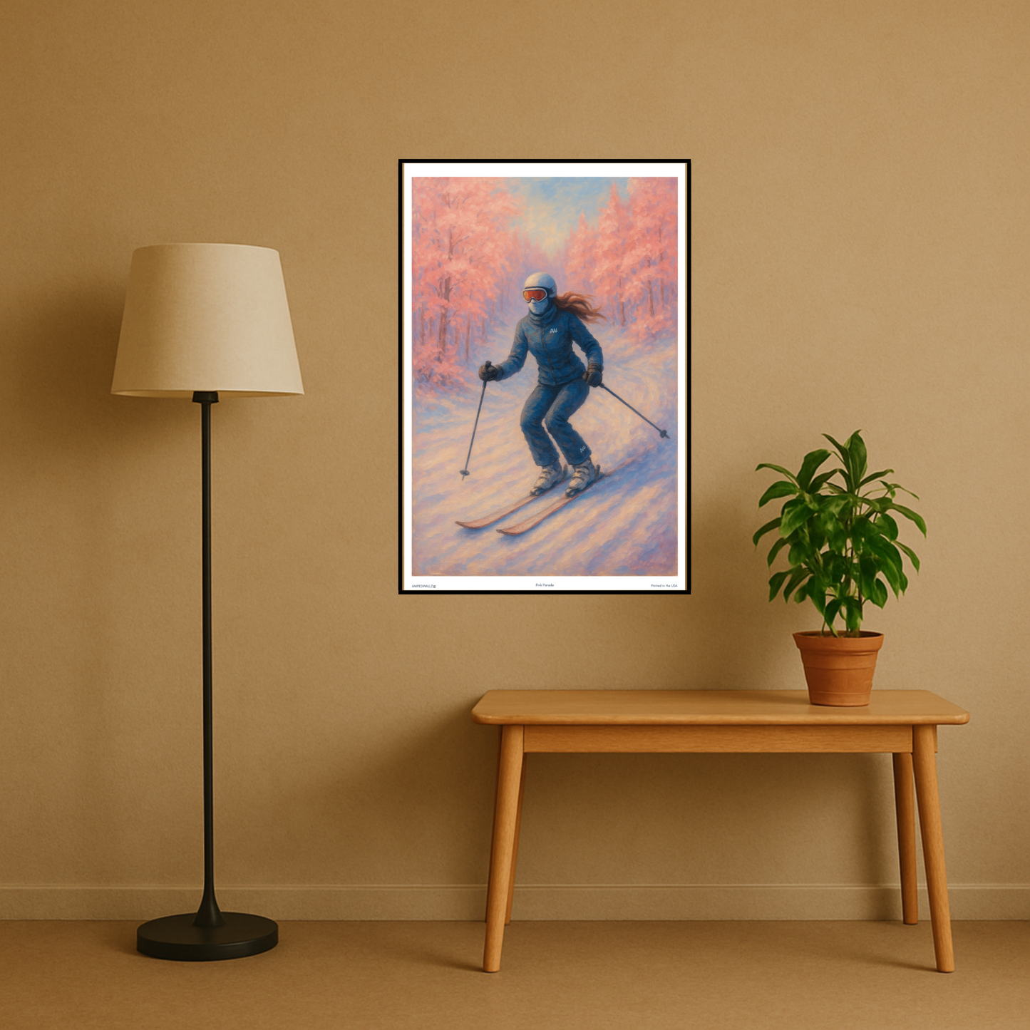 'Pink Parade' Ski Poster