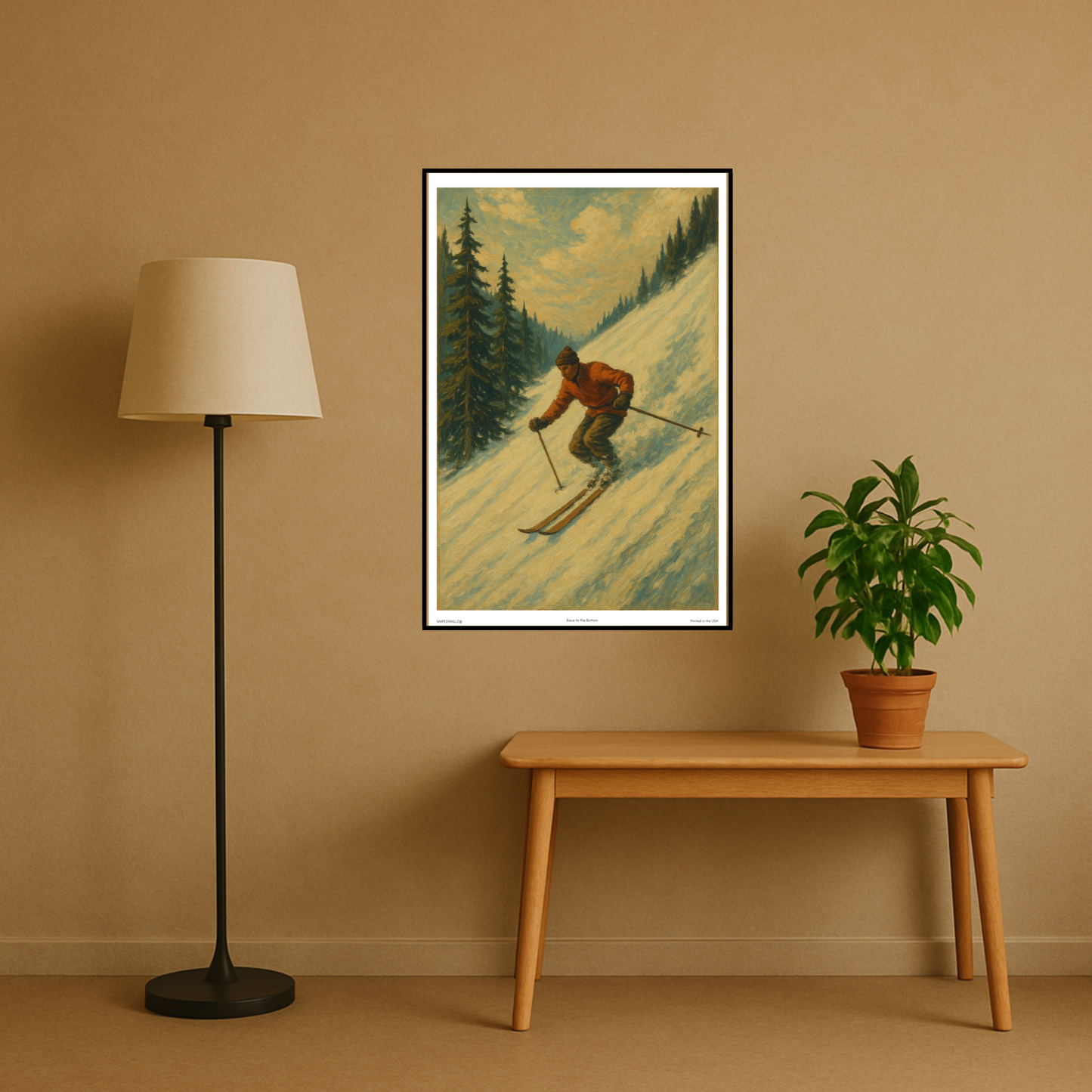 'Race to the bottom' Ski Poster