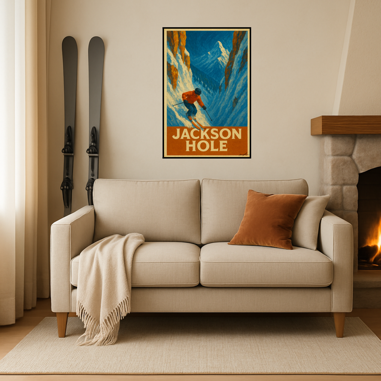 'Jackson Hole' Ski Destination Poster