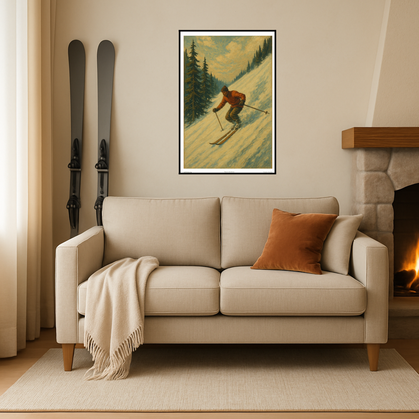 'Race to the bottom' Ski Poster